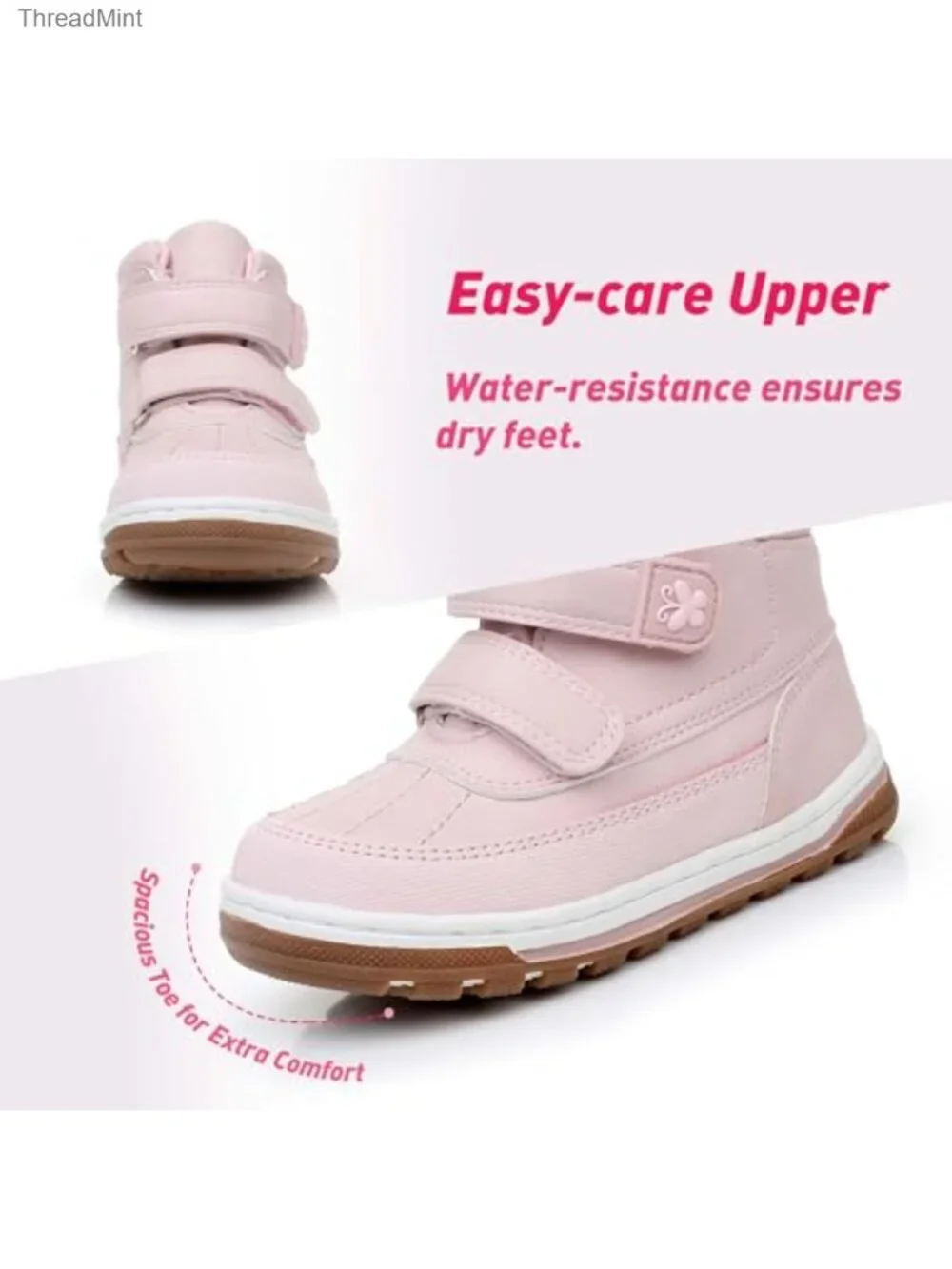 Toddler Winter Boots Boys Girls Non-Slip PU Ankle Boots Hook Loop